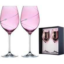 Swarovski Diamante poháre na červené víno Silhouette City Pink s kryštály 2 x 470 ml
