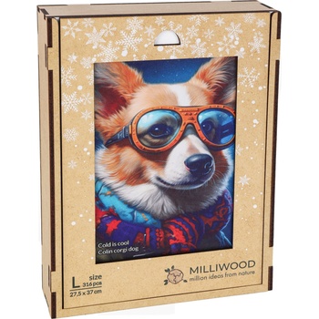 Milliwood Дървен пъзел Milliwood, Cold is cool, 316 части - Коргито Колин (L-ColinCorgiDog-5026)
