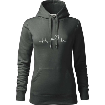 Jorkšírský teriér EKG mikina dámská Cape s kapucí Tmavá břidlice šedá se zeleným nádechem – Hledejceny.cz
