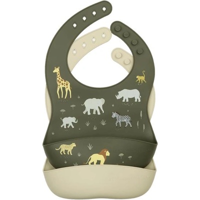 A Little Lovely Company - комплект от два силиконови лигавника - животни от саваната