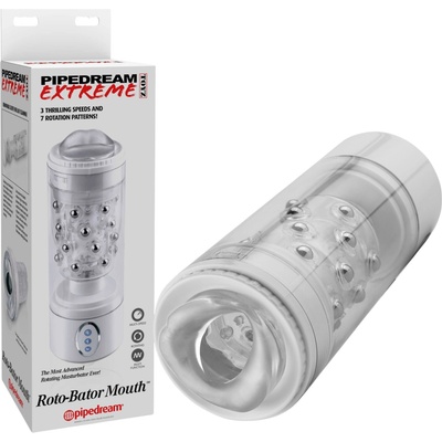PDX Roto-Bator - вибрационен орален мастурбатор (бял)