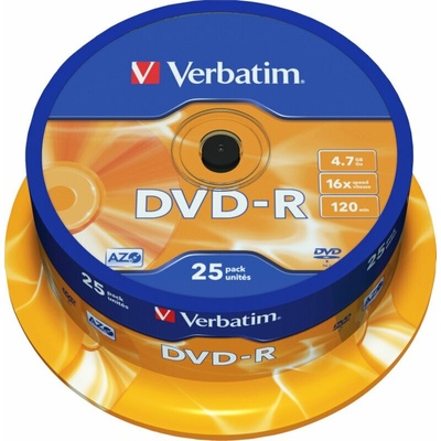 Verbatim DVD-R 4,7GB 16x, AZO, printable, cakebox, 25ks (43522) – Zboží Mobilmania