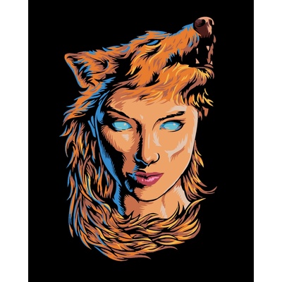 ZUTY Malování podle čísel ŽENA A VLČÍ HÁBIT 80 x 100 cm
