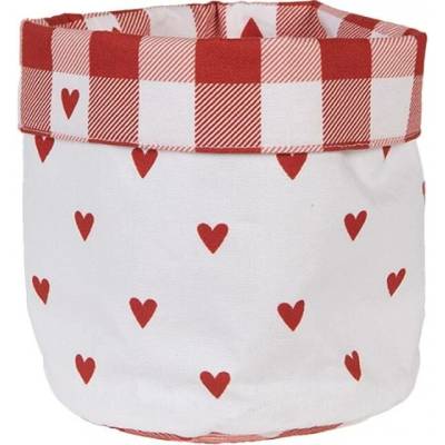 Červeno-bílý bavlněný košík na pečivo se srdíčky Love It – 15x16 cm
