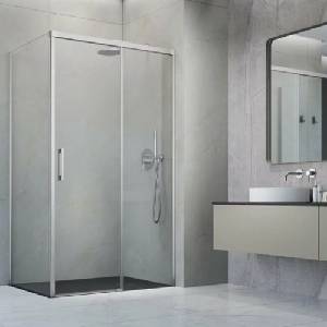 Radaway Правоъгълна душ кабина с плъзгаща се врата Radaway Idea KDJ 100x90 см, матово никелово-прозрачно покритие, дясна (387040-91-01R+387050-91-01L)