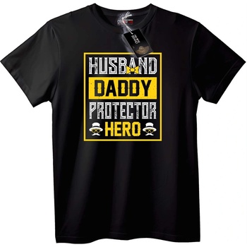 NOONEBRAND Тениска Съпруг Баща Защитник Герой - 3XL, Black