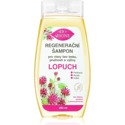 Bione Cosmetics Burdock регенериращ шампоан за блясък и мекота на косата 260ml