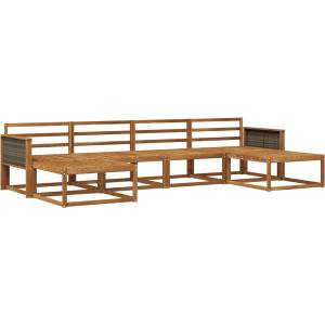 vidaXL Комплект дивани за открито 6 бр. Натурално (3382777)