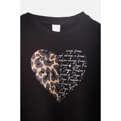 Joyce Heart Blouse bavlněná mikina černá červená