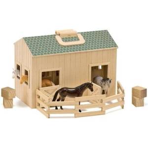 Melissa & Doug - Дървена играчка - Сгъваема конюшня с кончета (8)