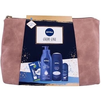 Nivea Creme Care Body Milk telové mlieko pre ženy 400 ml + Creme Care sprchový gél 250 ml + Protect & Care kuličkovací antiperspirant roll-on 50 ml + Labello 4,8 g + taška darčeková sada