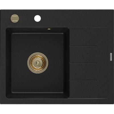 Mexen Ben гранитна мивка с 1 отделение и отцедник, лява 600 x 500 мм, черна, (6522605000-77-G)