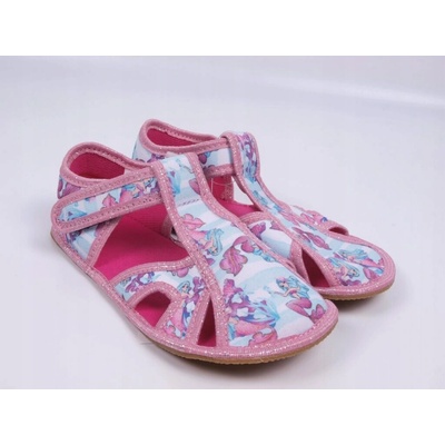 EF Barefoot detské papuče na suchý zips modré