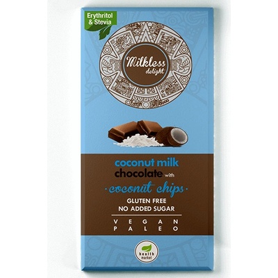 Health Market Milkless Delight Čokoláda s kokosovým mliekom a kokosovým chipsom so sladidlom 80 g
