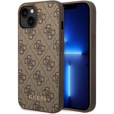 GUESS Кейс Guess GUHCP15MG4GFBR за iPhone 15 Plus 6.7", кафяв / кафяв, твърд, 4G Metal Gold Logo (3666339171711)