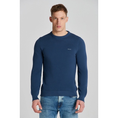 Gant sveter Cotton Pique C-neck modrá