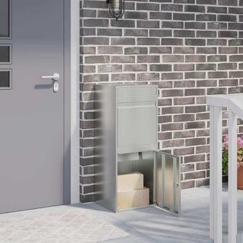 vidaXL Пощенска кутия за пратки със съхранение Черно 41 x 38 x 103 см (874938)