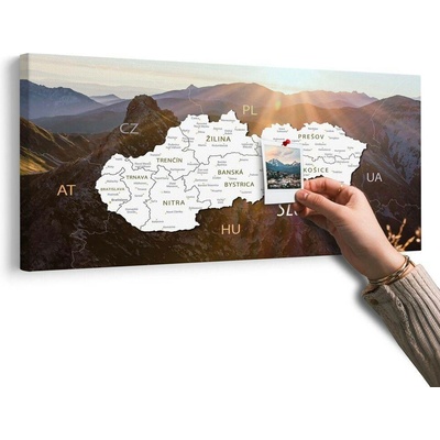 Obraz na korku mapa Slovenska s malebnými horami - 120x60 color mix
