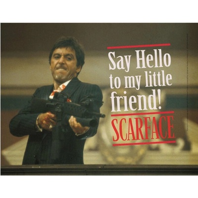 Skleněný plakát Scarface Say Hello 40x30cm
