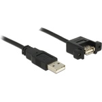 Delock Кабел Delock USB 2.0 тип A (мъжки) към USB 2.0 тип A (женски) за монтаж на панел, 1 м