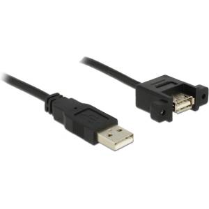 Delock Кабел Delock USB 2.0 тип A (мъжки) към USB 2.0 тип A (женски) за монтаж на панел, 1 м
