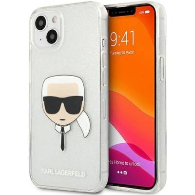 KARL LAGERFELD Калъф Karl Lagerfeld KLHCP13SKHTUGLS Glitter Karl`s Head, за iPhone 13 mini, сребрист (KF000739-0)