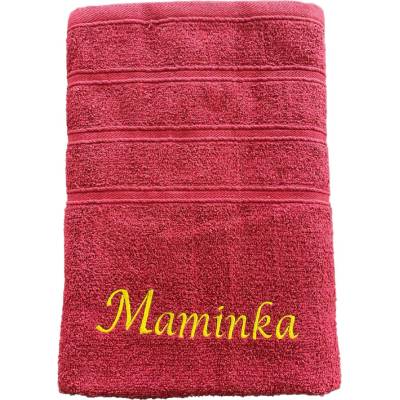 Top textil Osuška s nápisem Maminka 70 x 140 cm vínová