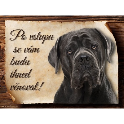 Sport hobby Cedulka Cane Corso Po vstupu CP019 27 x 20 cm