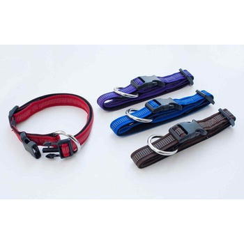 Miazoo Миазоо Ексклузив- Нашийник лента за кучета , регулируем, мек, светлоотразителни нишки 10мм/20-35см черно/лилаво