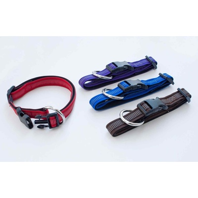 Miazoo Миазоо Ексклузив- Нашийник лента за кучета , регулируем, мек, светлоотразителни нишки 10мм/20-35см черно/лилаво