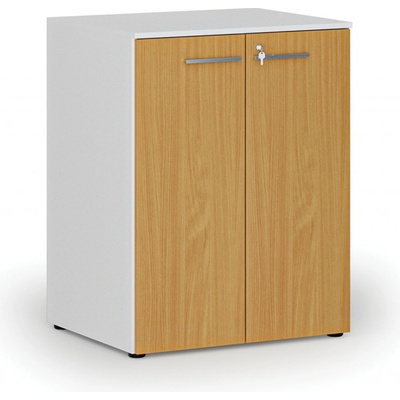 Primo Kancelárska skriňa s dverami WHITE, 2 police, 1027 x 800 x 640 mm, biela/buk