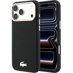 Lacoste Калъф Lacoste от PU кожа Champs Elysees със златно лого MagSafe за iPhone 18 Pro, черен (57983131855)