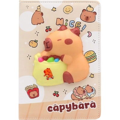 JUNIOR Capybara detský poznámkový blok A5 mäkká PU linajkový