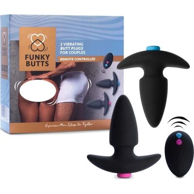 FeelzToys Funkybutts - Комплект черен анален вибратор с радио управление