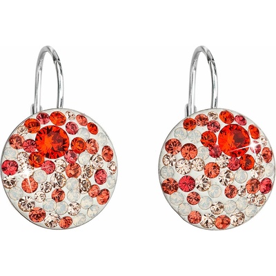 PAVONA Strieborné náušnice visiace s krištáľmi Swarovski mix farieb oranžová okrúhle 31176.3 sunset