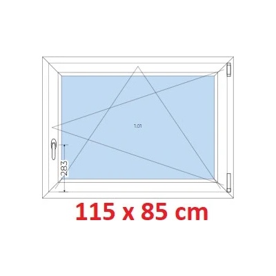 Soft Plastové okno 115x85 cm, otevíravé a sklopné, Antracit struktura/Antracit struktura, levé