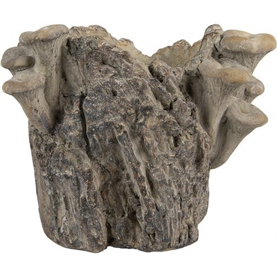 Clayre & Eef Hnedý cementový kvetináč kmeň stromu s hubami Botanic 19x17x16 cm