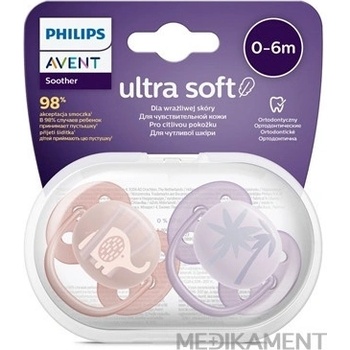 Avent Philips šidítko Ultrasoft Premium Zvířátko 2 ks ružová/oranžová