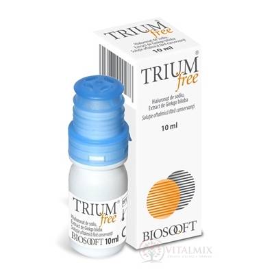 Trium Free očné kvapky s obsahom kyseliny hyaluronóvej a extraktu z Ginko biloby 10 ml
