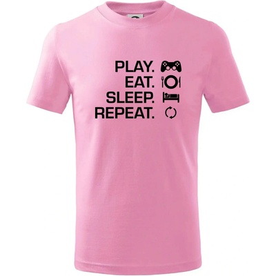 Play Eat Sleep Repeat game tričko detské ružová