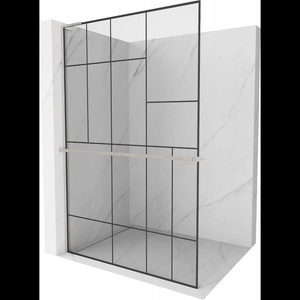 Mexen Kioto+ L душ параван с рафт Walk-in 120 x 200 см, черен модел, полиран никел - 800-120-123-97-78 (800-120-123-97-78)