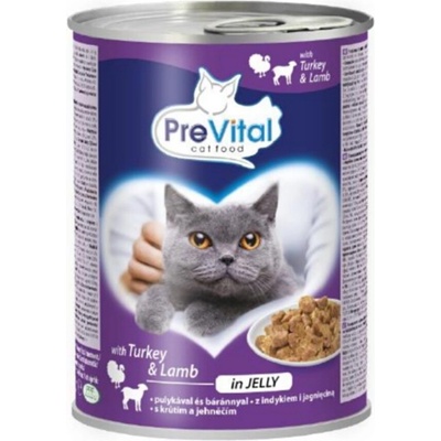 PreVital Cat Adult s morčacinou a jahňacinou v želé 415 g