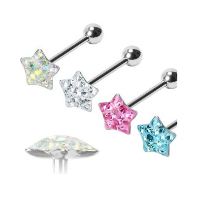 Steel Edge piercing do jazyka hviezda SEHBJBSR18 ružová