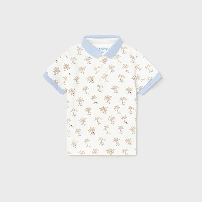 MAYORAL Поло тениска с къс ръкав с палми за бебе момче в бяло Майорал