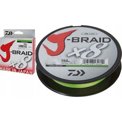 DAIWA Pletená šnúra J-Braid X8 Chartreuse 150 mm 0,10 mm