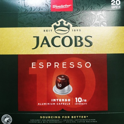 Douwe Egberts Jacobs Espresso 10 Intenso 20 алуминиеви капсули, съвместими с кафе машини Nespresso®