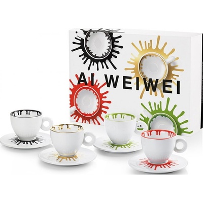 Illy Ai Wej-wej porcelánové cappuccino šálky s podšálkami 4 x 160 ml