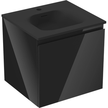 Mexen Orio шкаф за баня 50 см с мивка Vela, 1 чекмедже, черен гланц/черен мат - 91A10-05047-1-BF70-W23M71 (91A10-05047-1-BF70-W23M71)