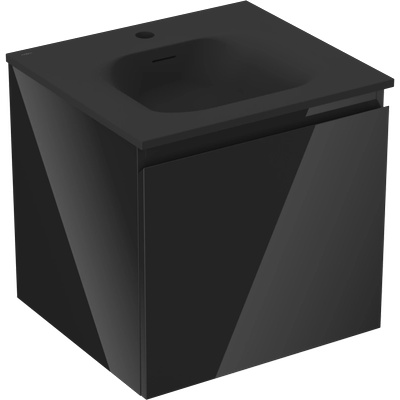 Mexen Orio шкаф за баня 50 см с мивка Vela, 1 чекмедже, черен гланц/черен мат - 91A10-05047-1-BF70-W23M71 (91A10-05047-1-BF70-W23M71)