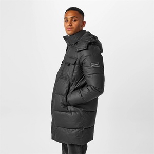 Jack Wills Яке Jack Wills Mens Long Hooded Puffer Jacket - Black